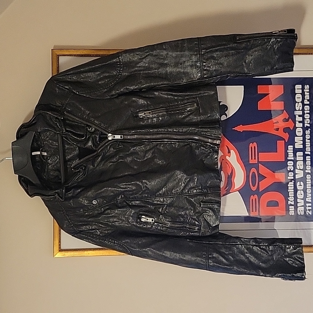 Free People Distressed Vegan Leather Jacket